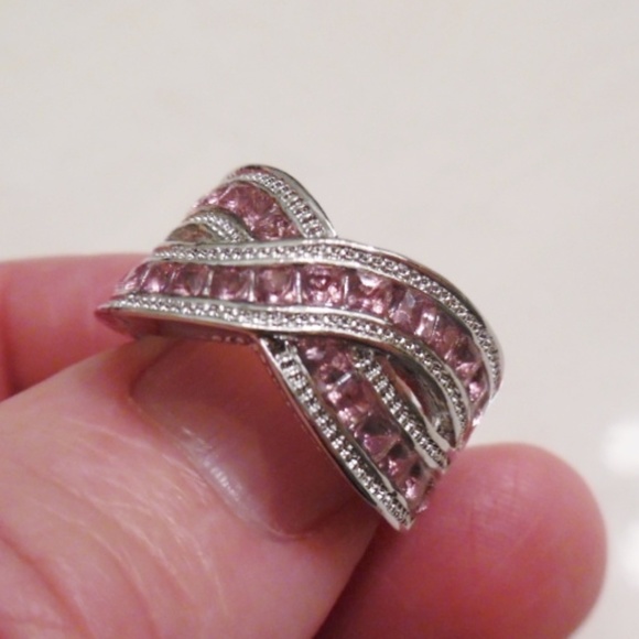 Fashion Jewelry Jewelry - PINK CZ SWIRL ACCENT RING SZ 7.5